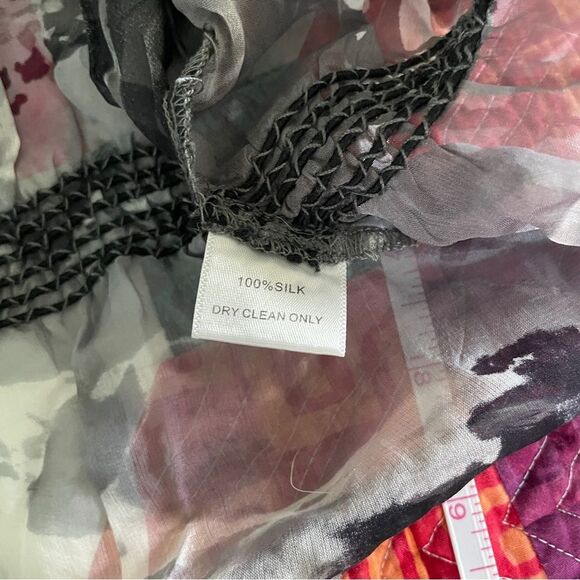 Gibson Abstract Black Sheer Peplum Blouse‎ size XS Watercolor Lightweight Top - Picture 11 of 12